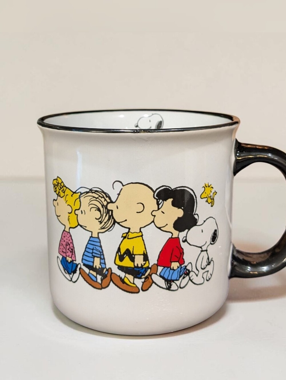 Peanuts White Mug with Black Handle  Charlie Brown Snoopy Friends 21oz NWT